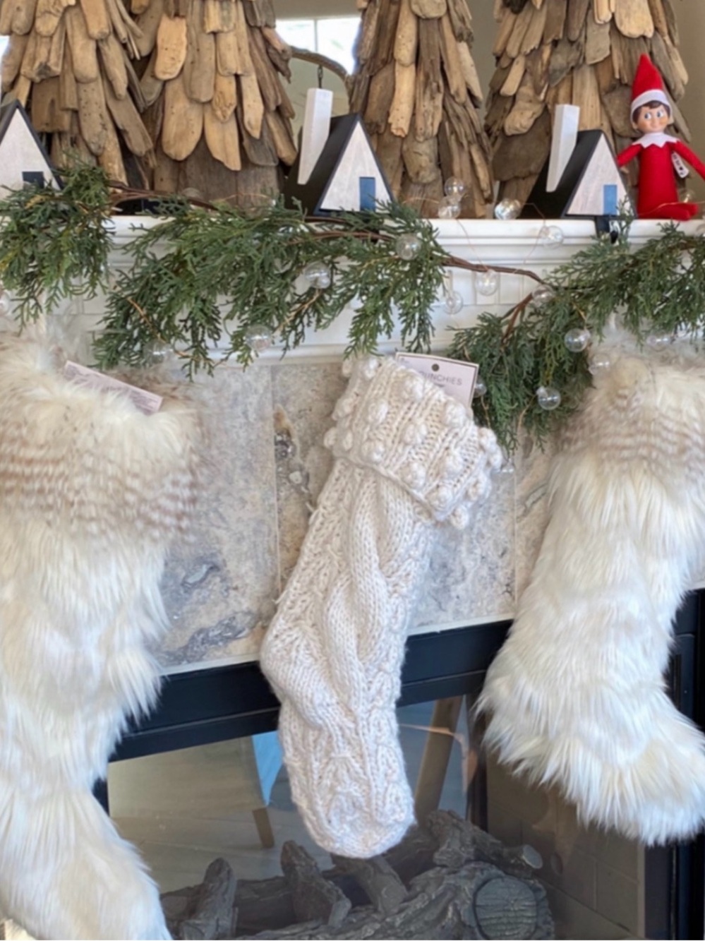 Anthro Anthropologie North Pole faux fur stocking knobby woven listed separate